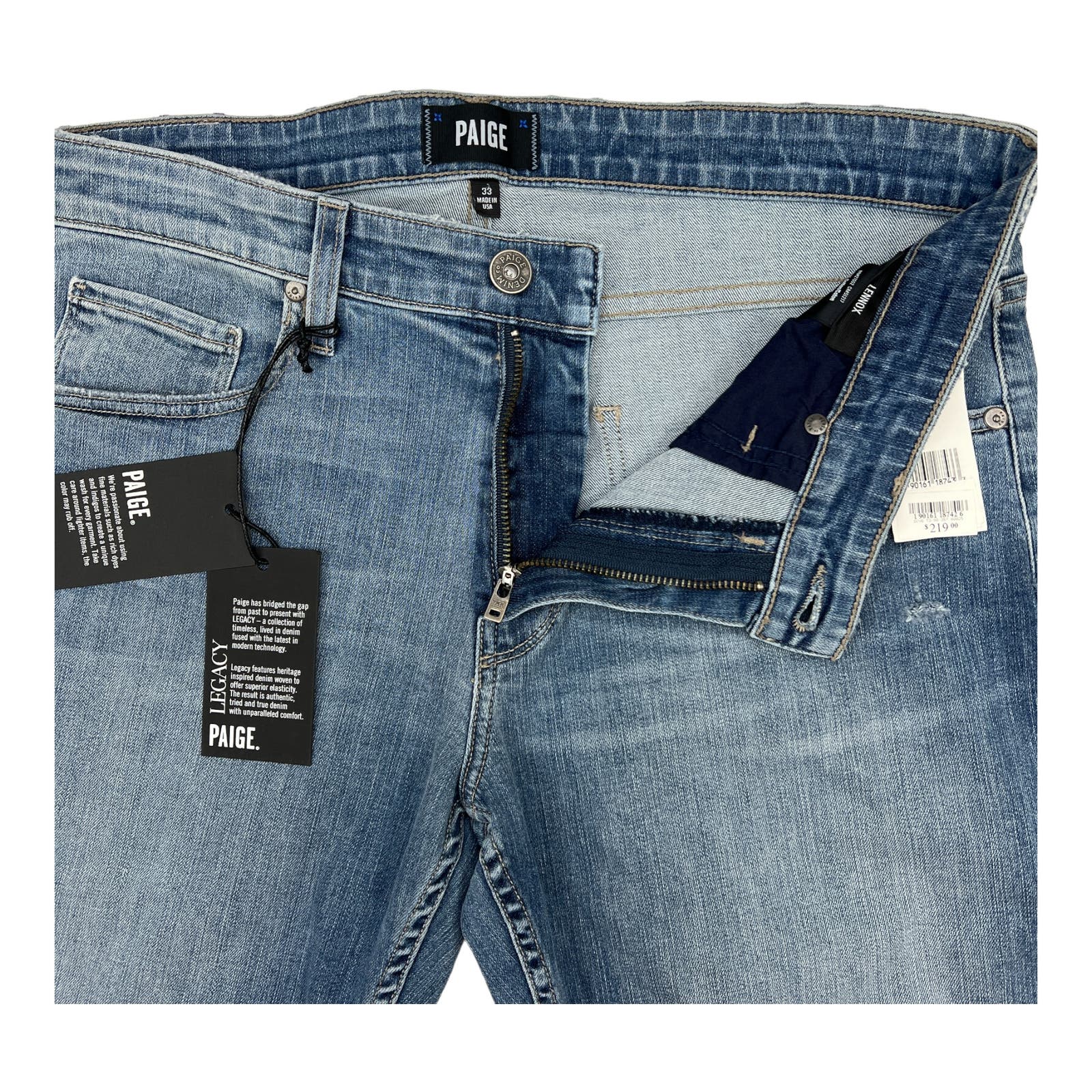 Paige Lennox Men Denim Blue Jeans US 33 Slim Skinny Ripped