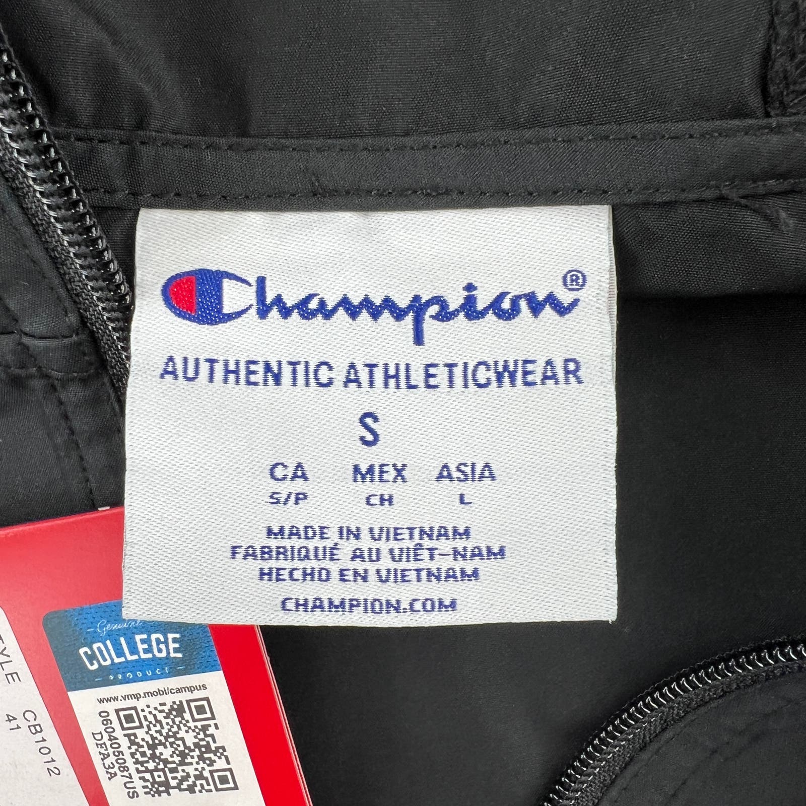Champion Men Black Hoody US S Anorak Sport Windbreaker
