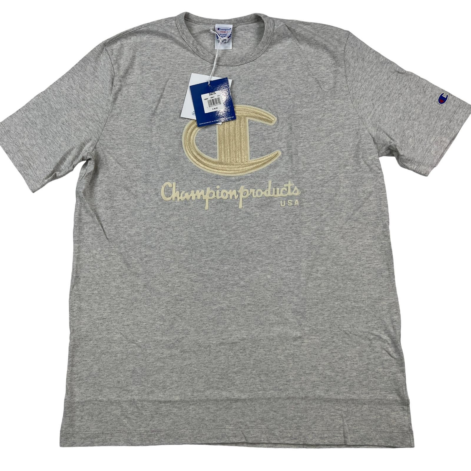 Champion Men Gray Heavyweight Jersey US XL Short Sleeve