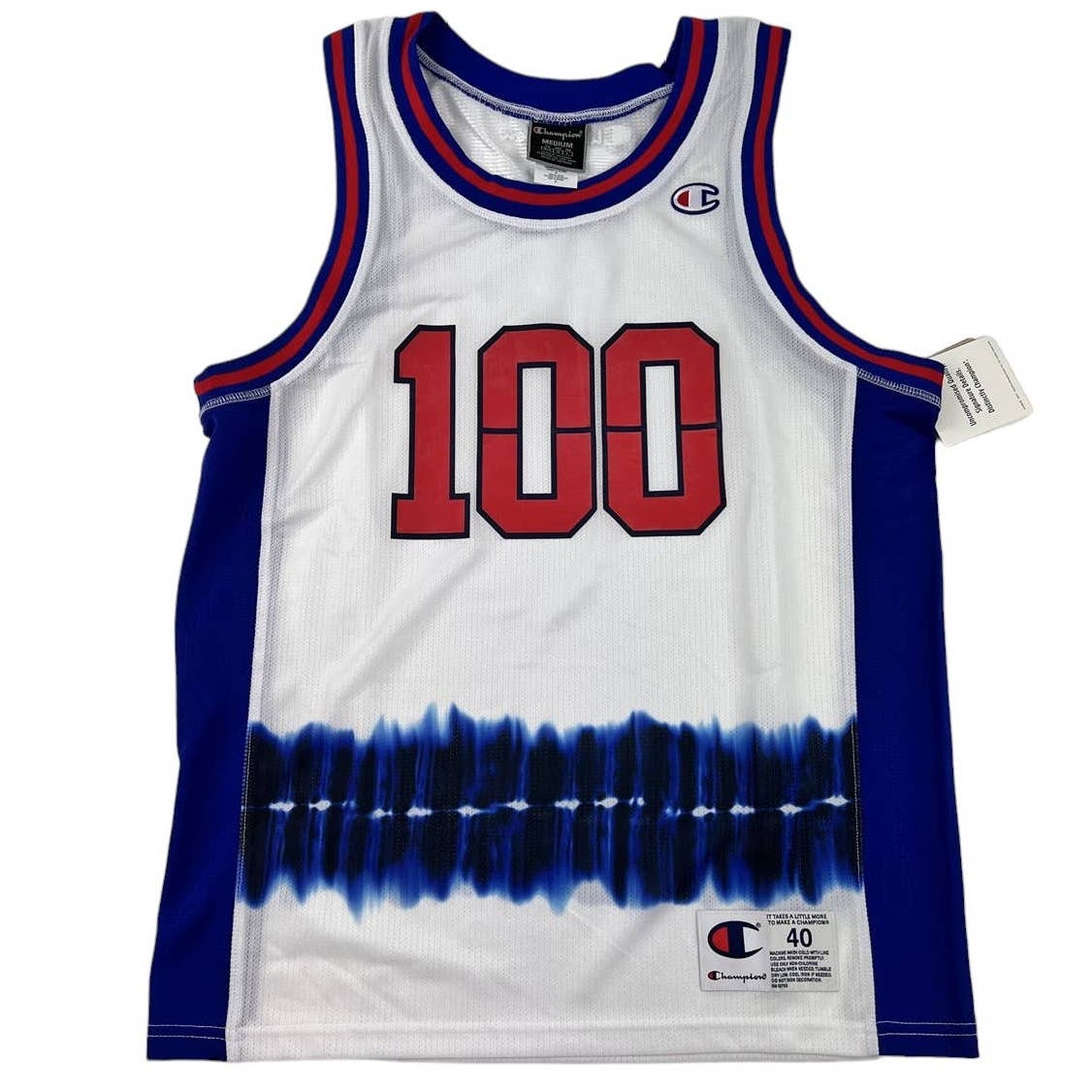 Champion Men White Blue Tank Top US M Sports Sleeveless Jersey