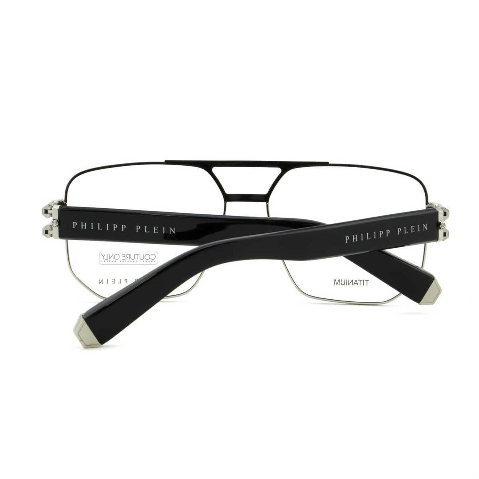 Men Prescription Glasses VPP022M-0583 Square Black Silver Titanium Optical Frame