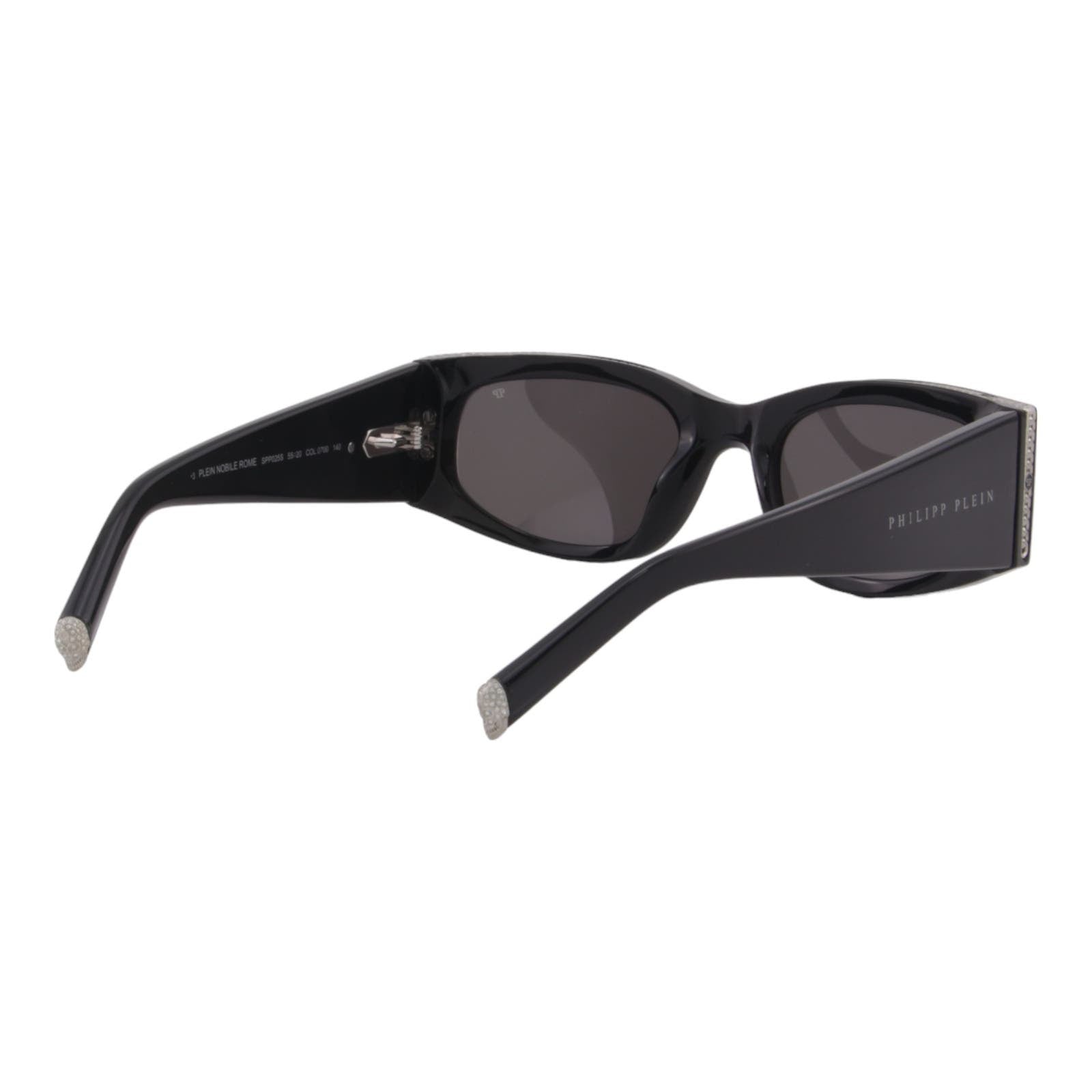 Women Slim Rectangle Sunglasses SPP025S-0700 Black & Silver Frame