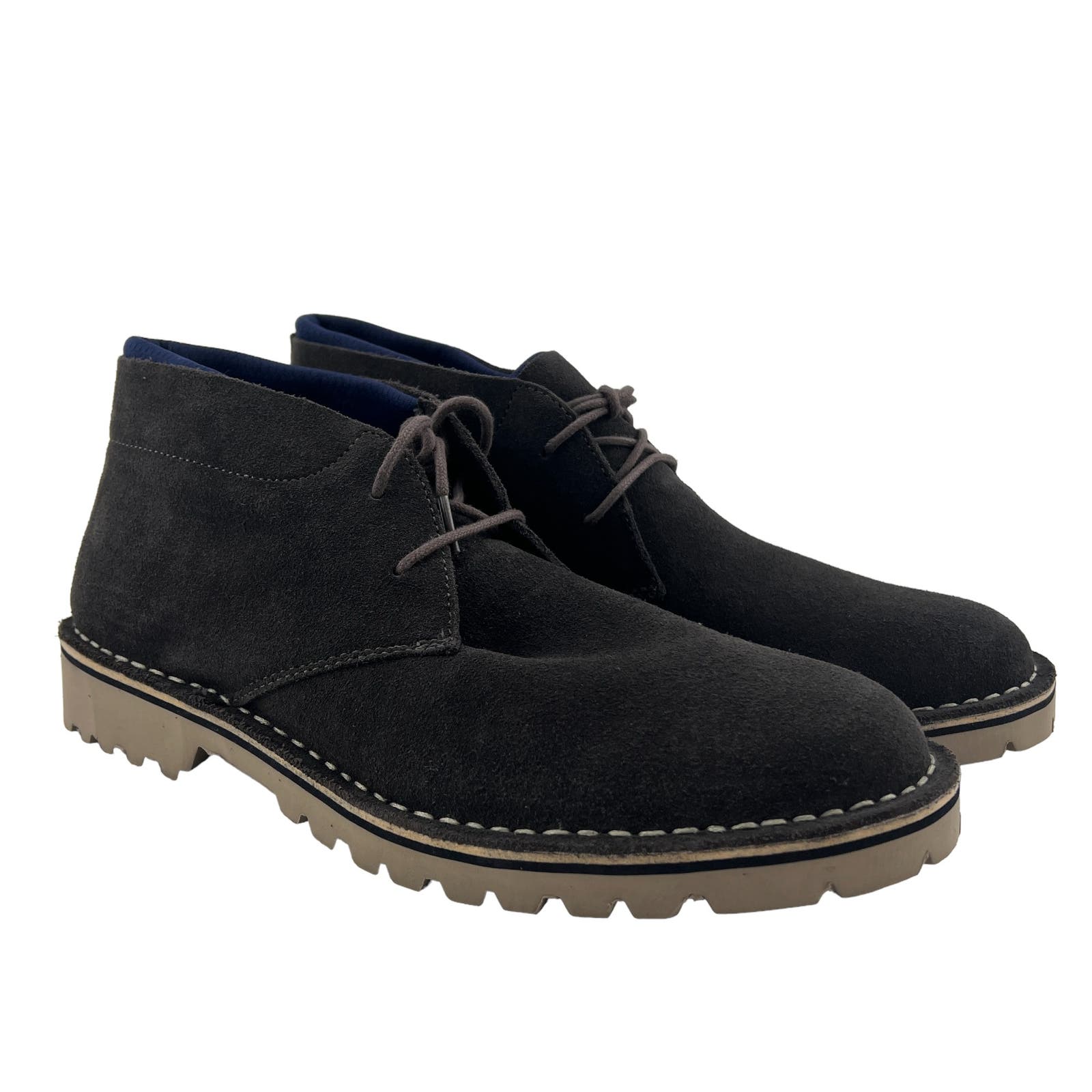Kenneth Cole Reaction Men 12 US Leather Chukka Boots Dark Grey Shoes