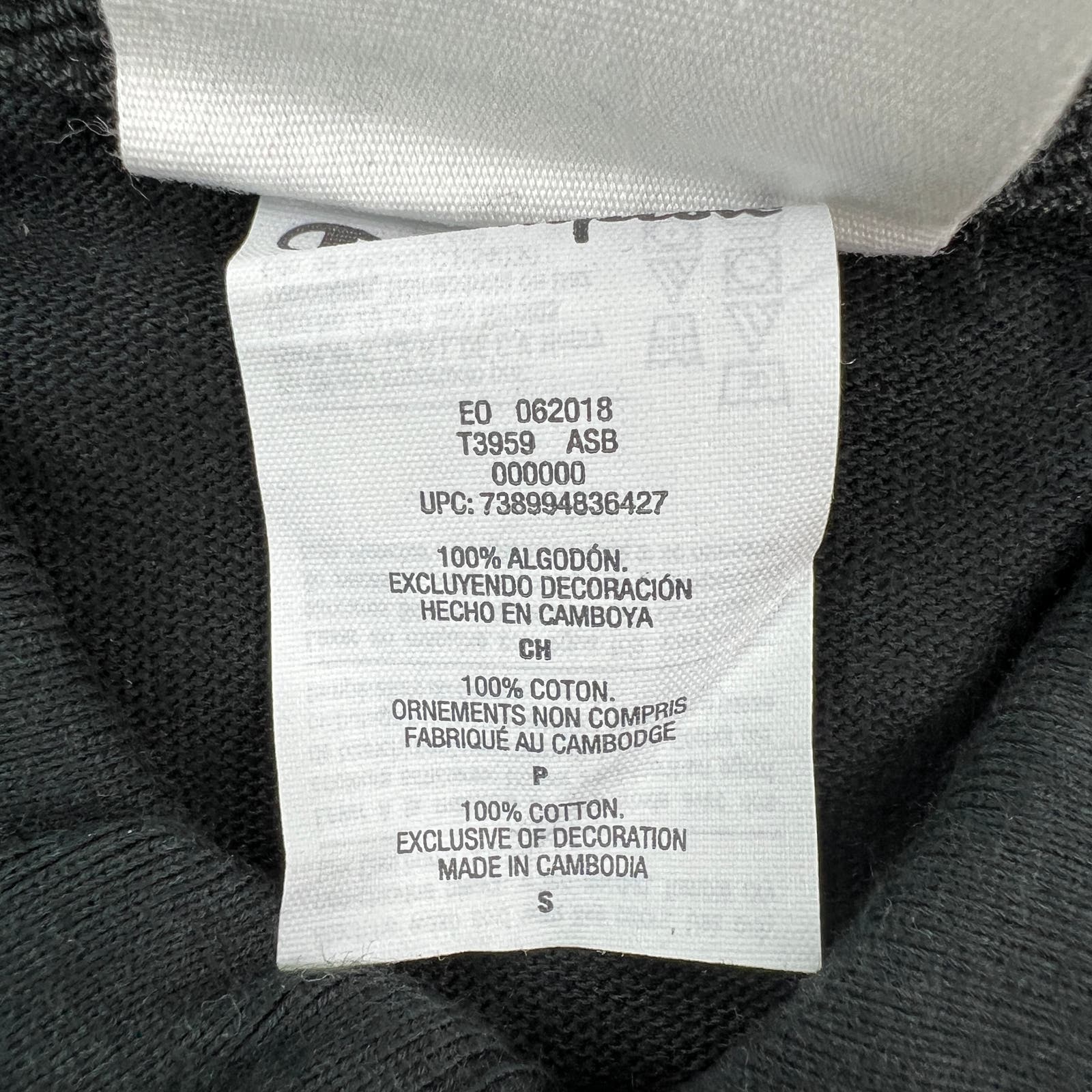Champion Men Black Polo US S Short Sleeve White Logo Pattern