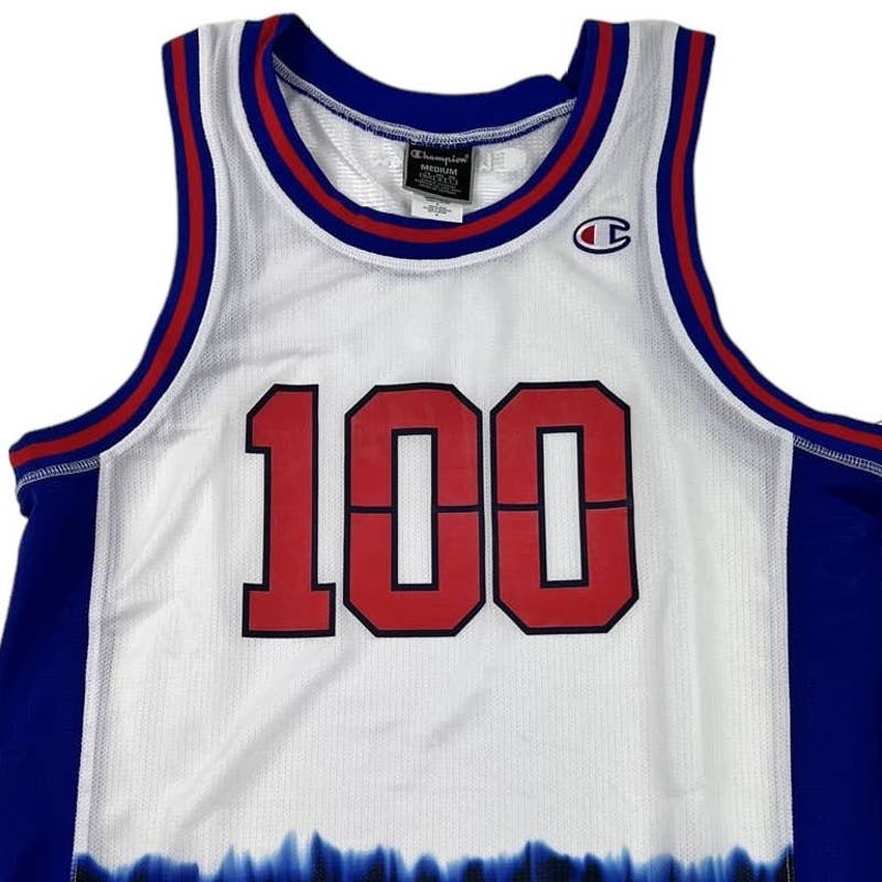 Champion Men White Blue Tank Top US M Sports Sleeveless Jersey