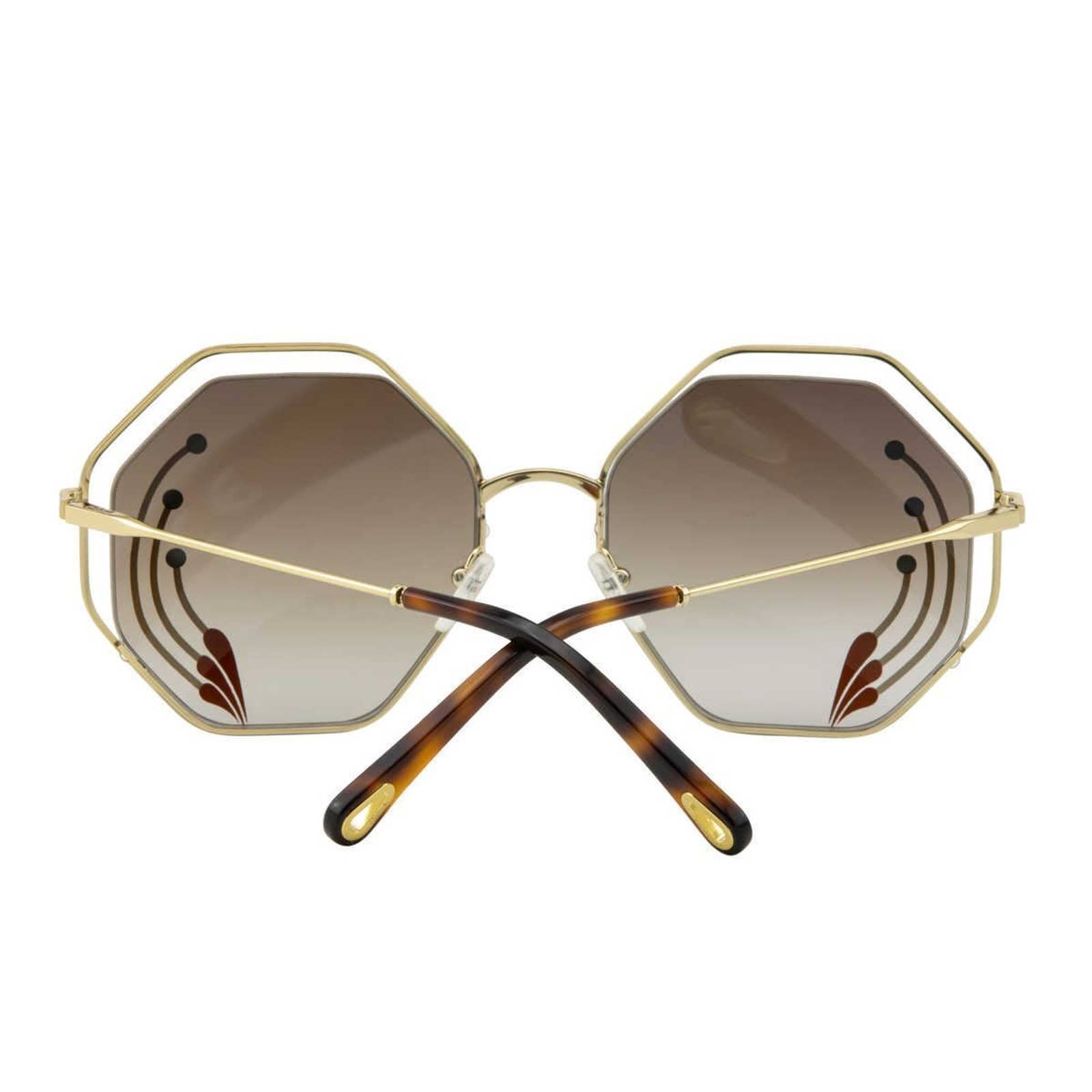 Women Octagonal Gold Brown Sunglasses CE132SRI-258