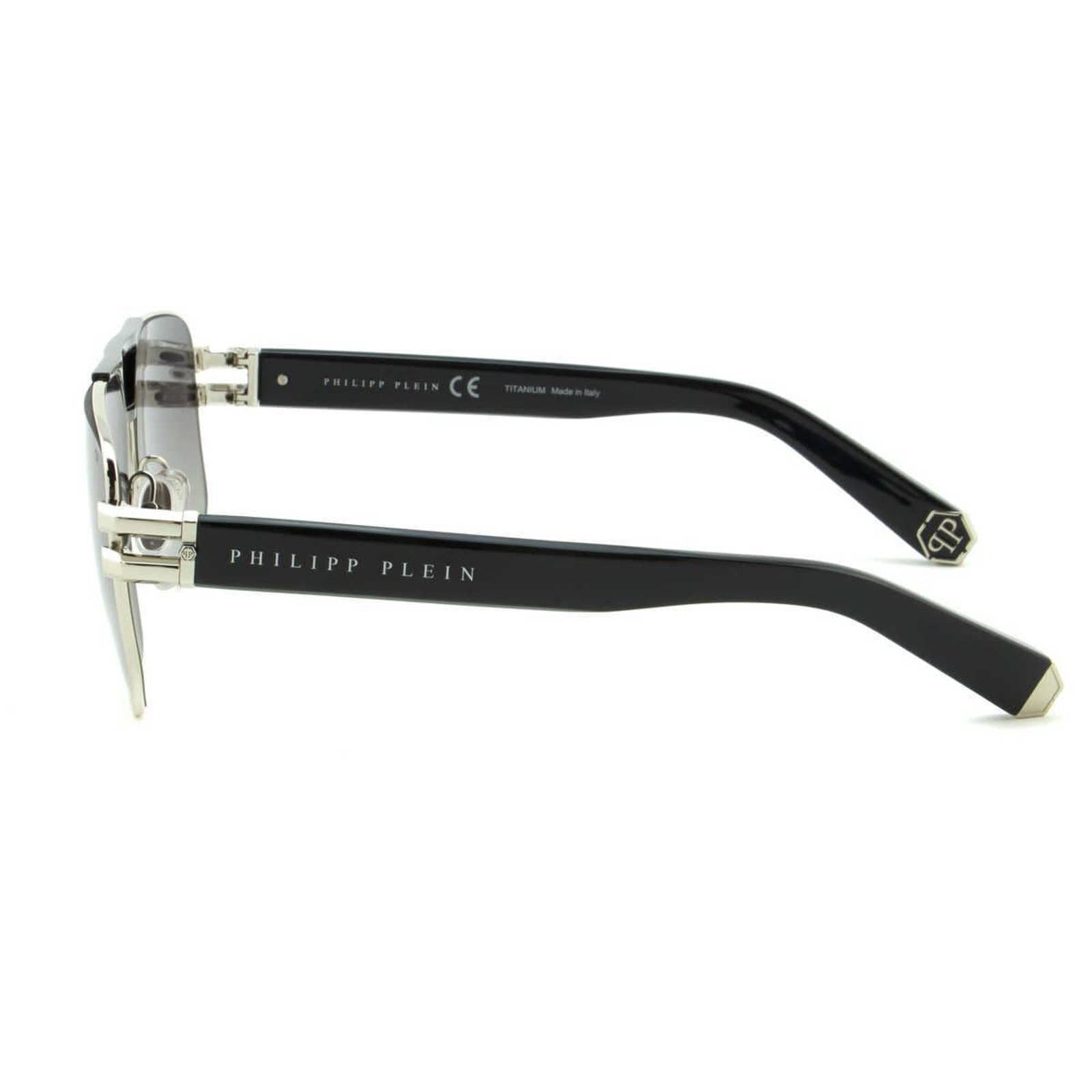 Men Black & Silver Titanium Square Sunglasses SPP012M-583P