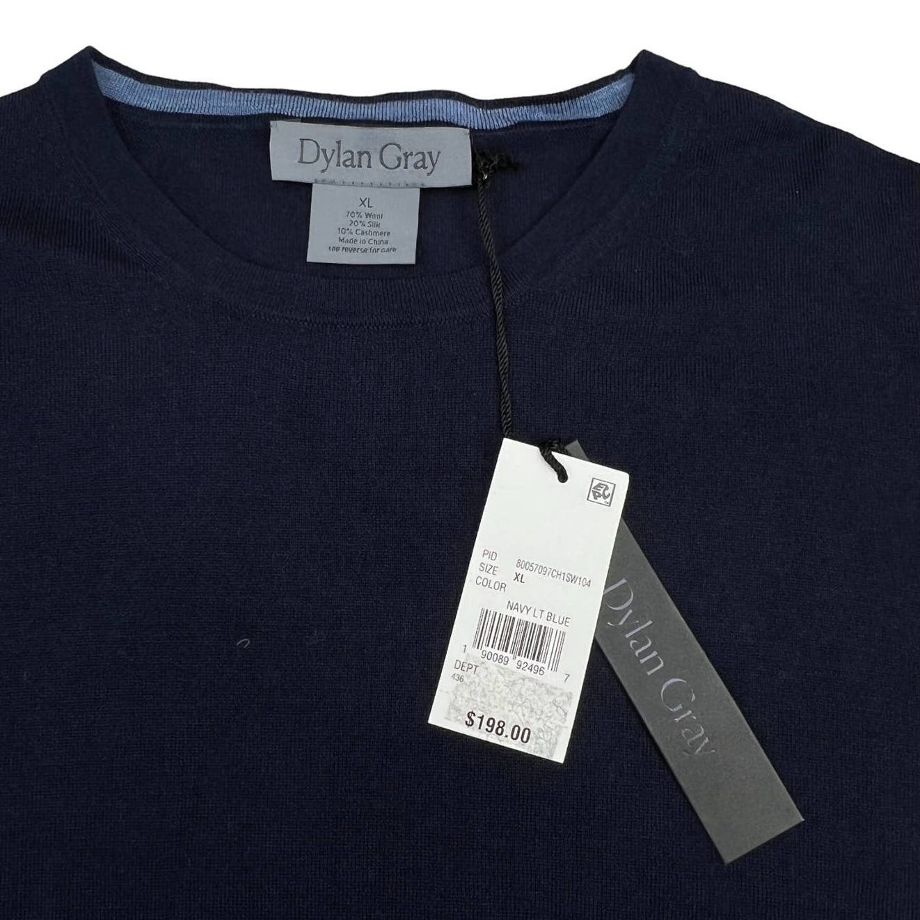 Dylan Gray Men Navy Blue Sweatshirt US XL Crew Neck Long Sleeve