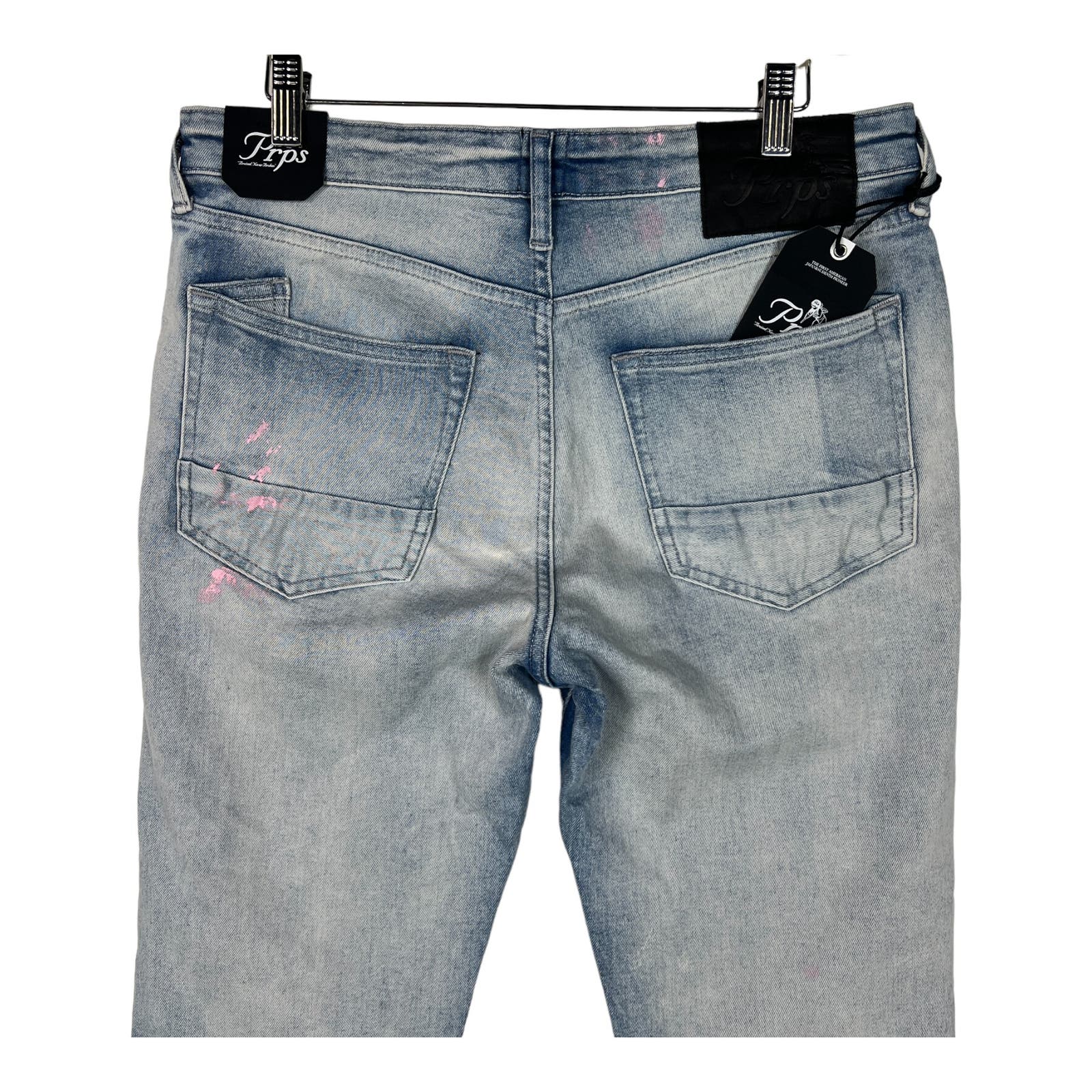 PRPS Le Sabre Men Light Wash Jeans US 31 Ripped Bleached Slim Fit