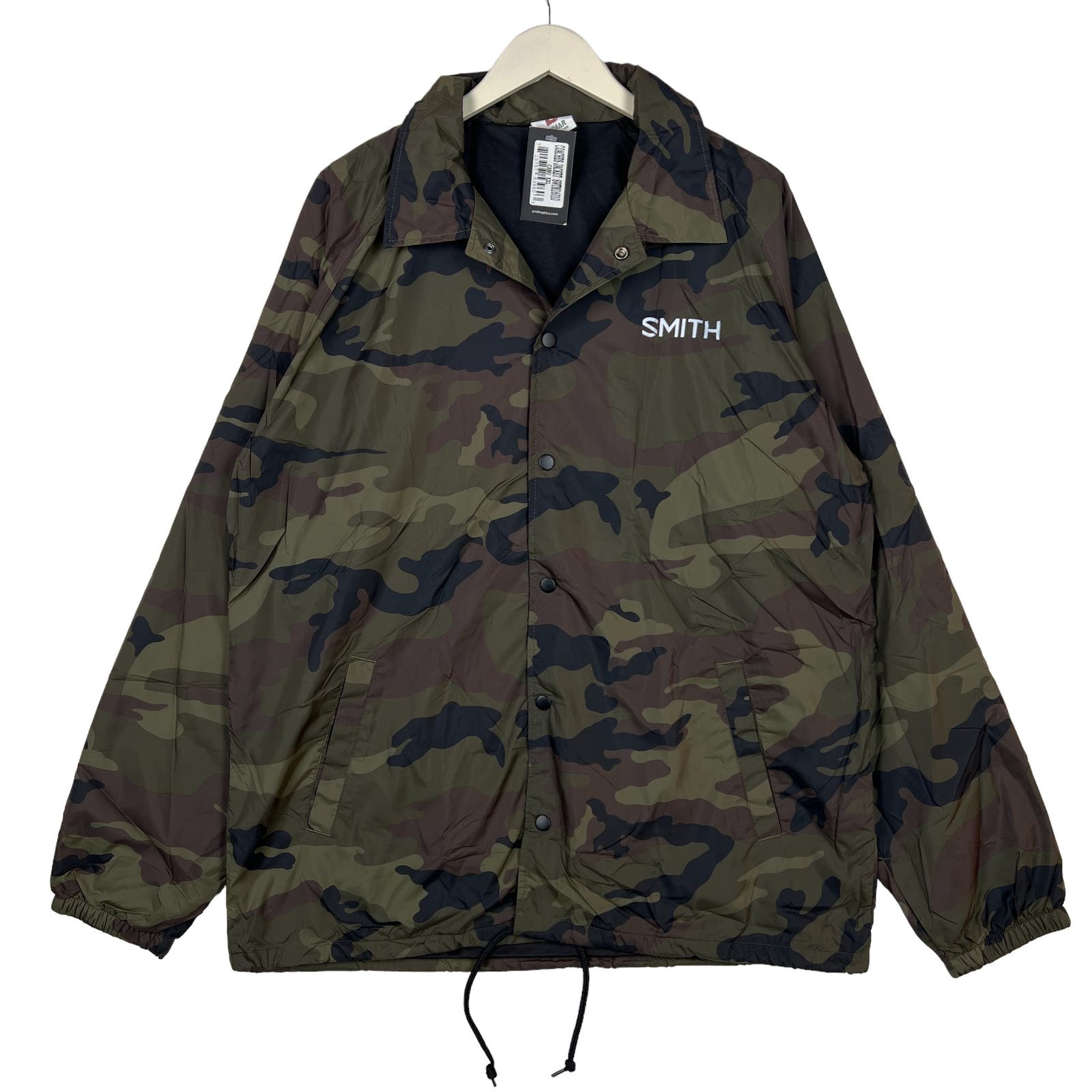 Smith Men Coaches Jacket US M Snap Front Olive Camo Windbreaker Beimar