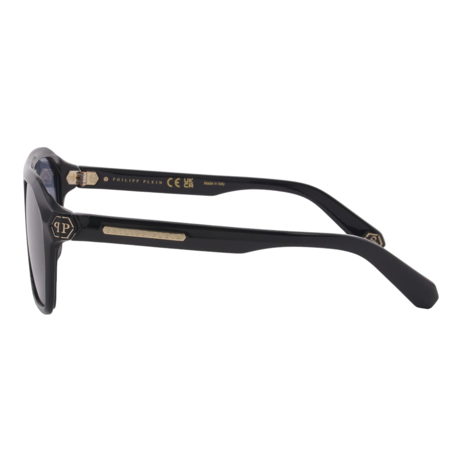 Men Designer Sunglasses SPP072M-0700 Black Square Frame Blue Lens