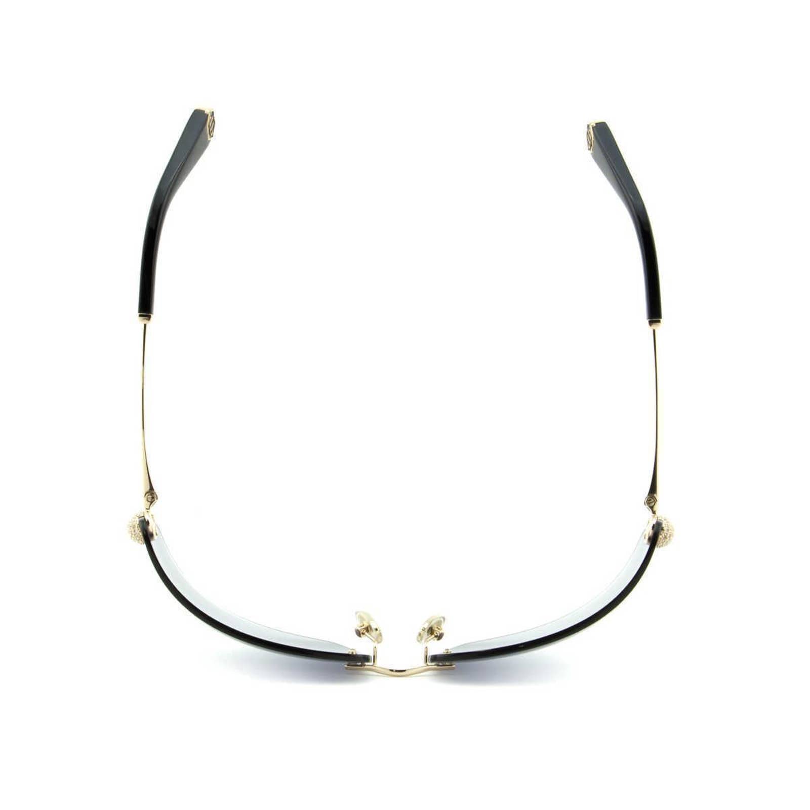 Women Titanium Rimless Sunglasses SPP027S-0300 Gray & Gold Rectangle