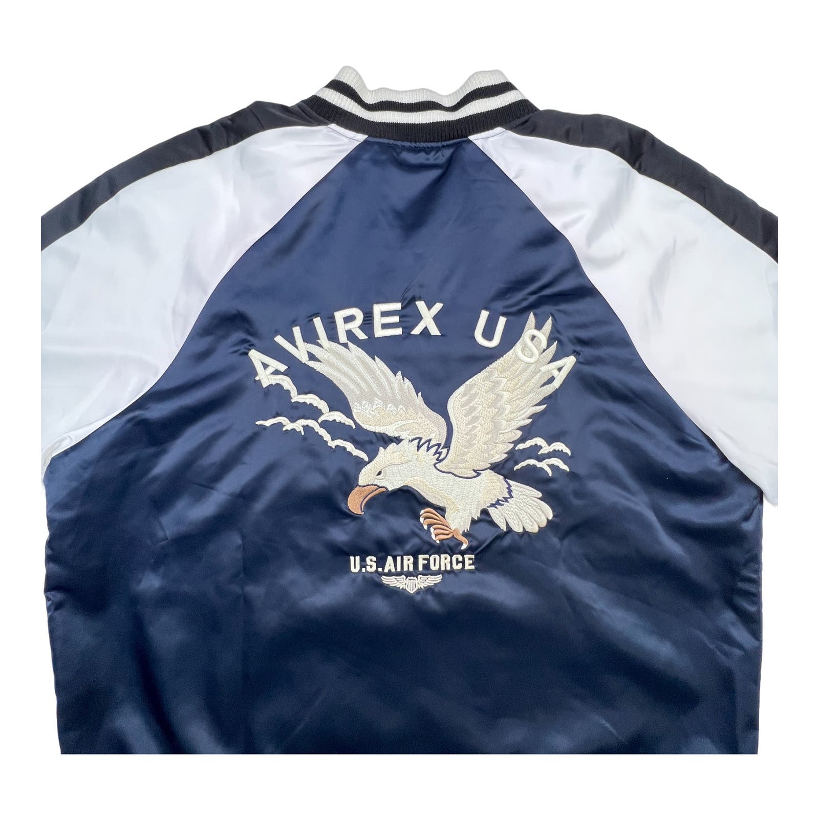 Avirex Civilian Military Tailors Men US L Jacket Full Zip Front Navy White Blazer