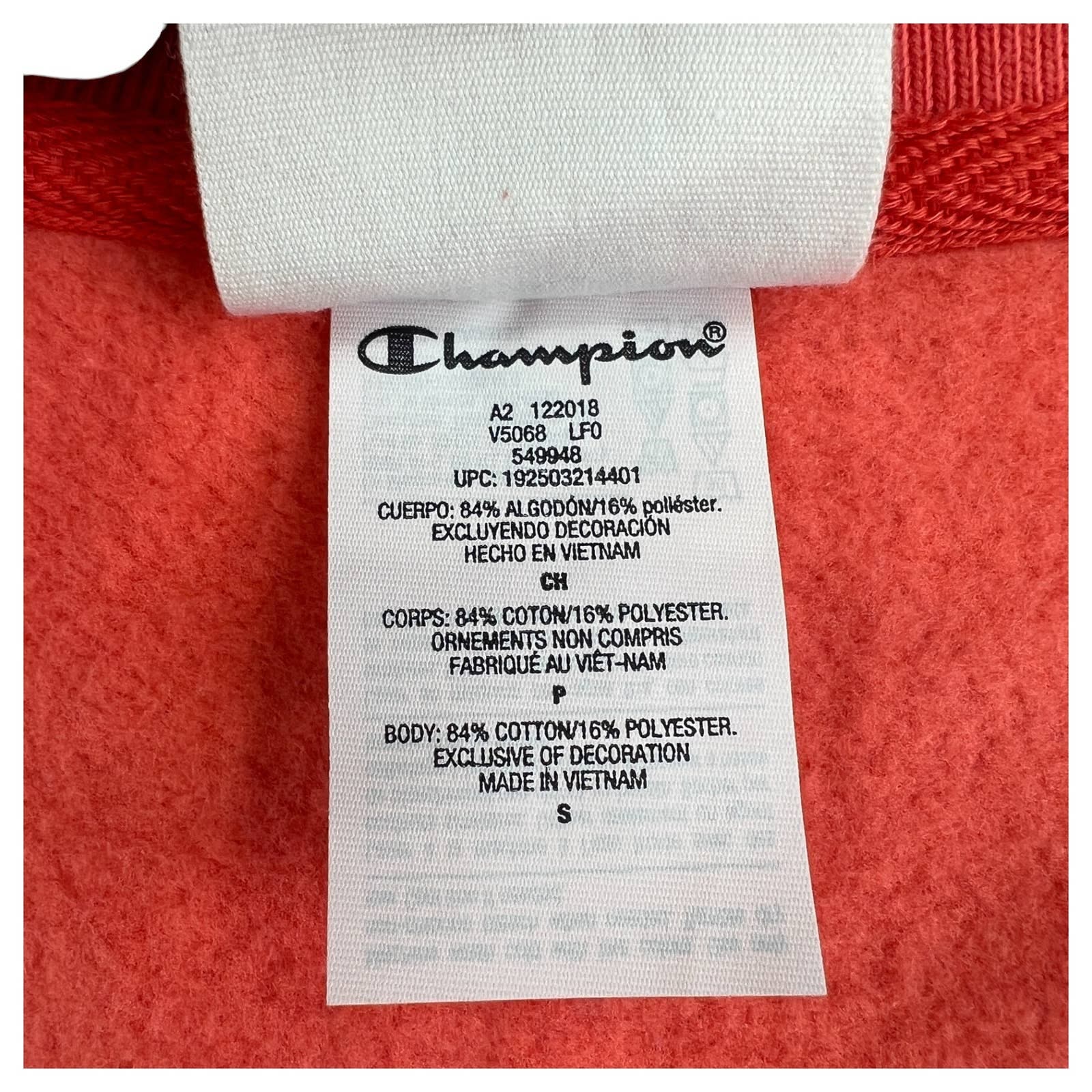 Champion Women US S Red Coral Full Zip Jacket Sport Training