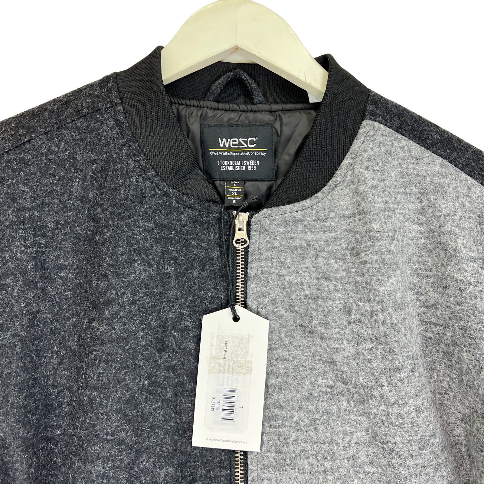 WESC Multi Gray US Men XL / Women XXL Bomber Blocked Flannel Jacket