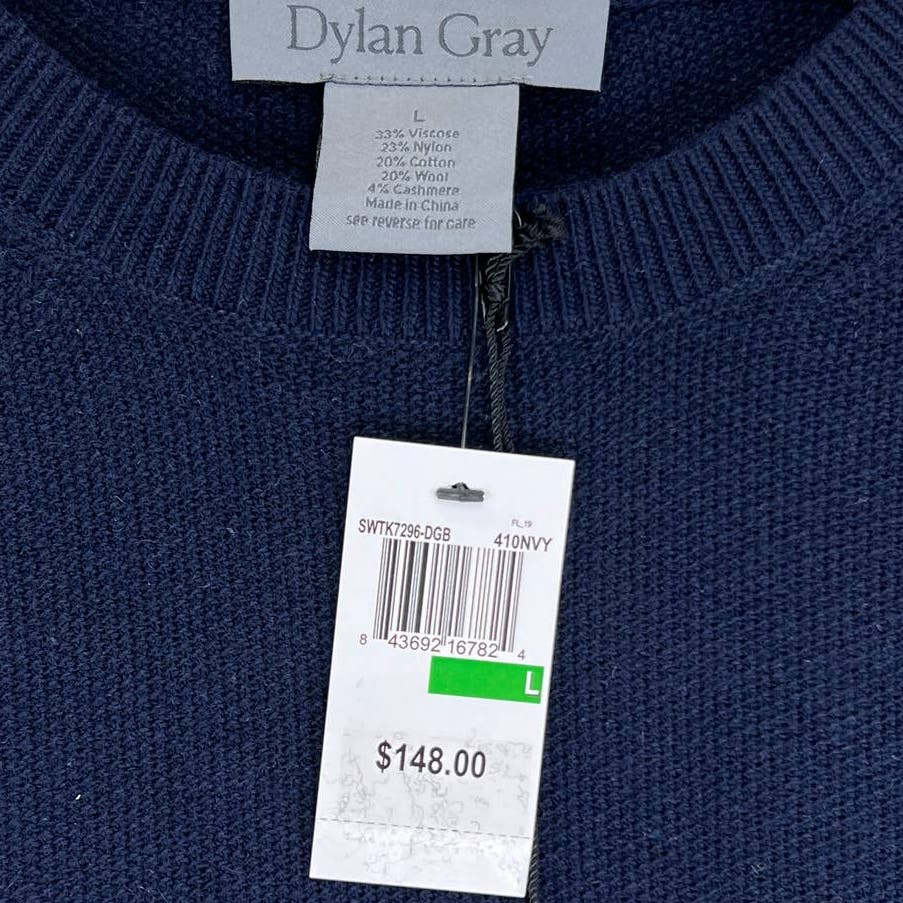 Dylan Gray Men Navy Crewneck US L Wool Sweatshirt Long Sleeves