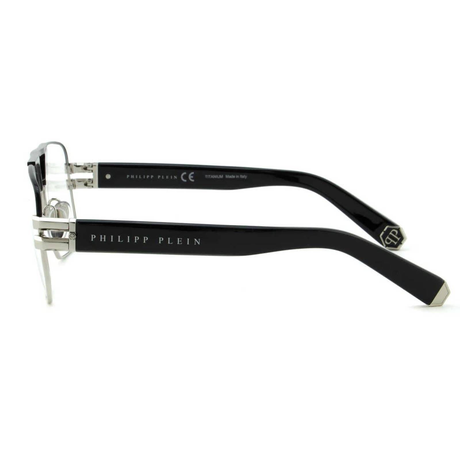 Men Prescription Glasses VPP022M-0583 Square Black Silver Titanium Optical Frame