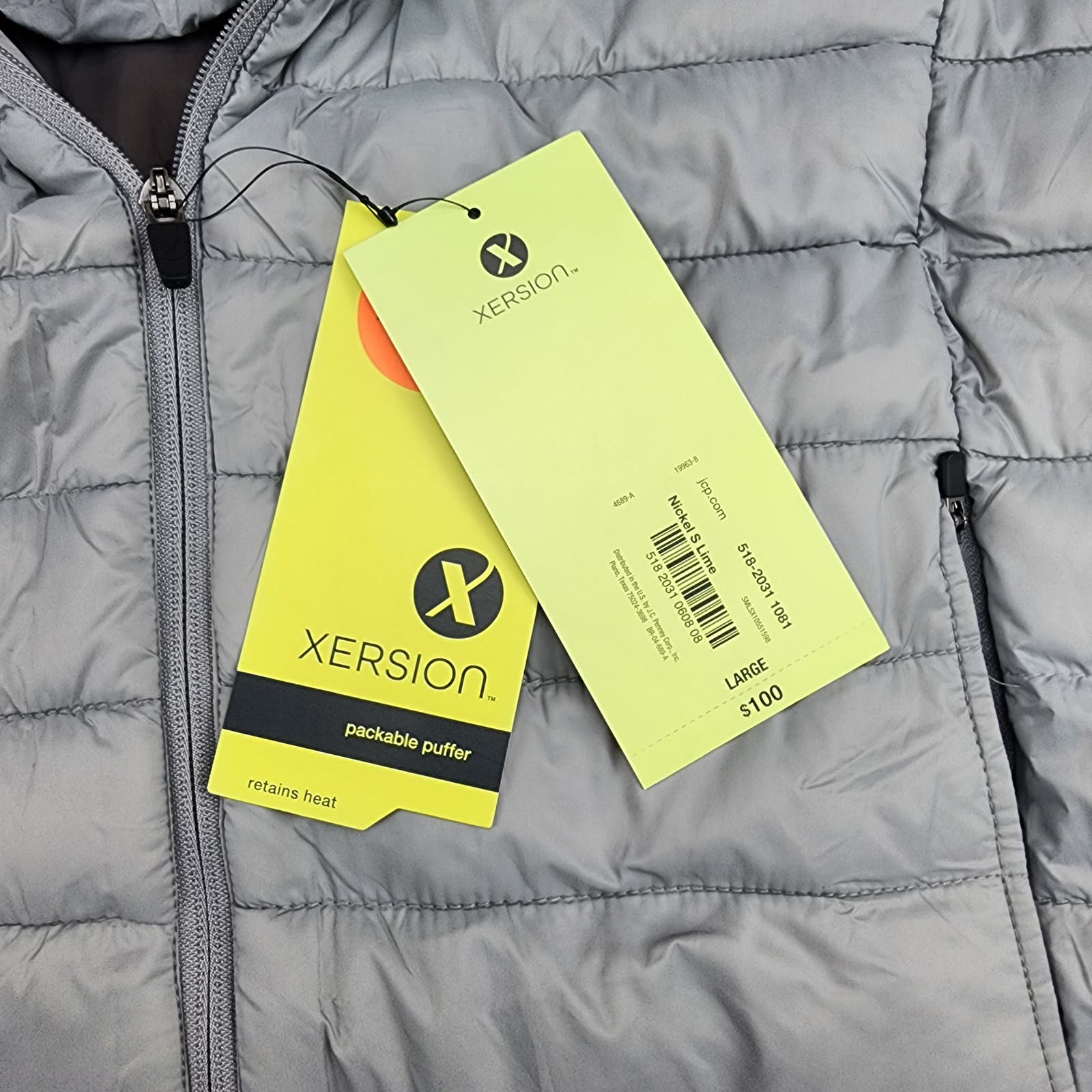 Xersion Men Puffer Winter Lightweight Jacket US L Water Wind Resistant