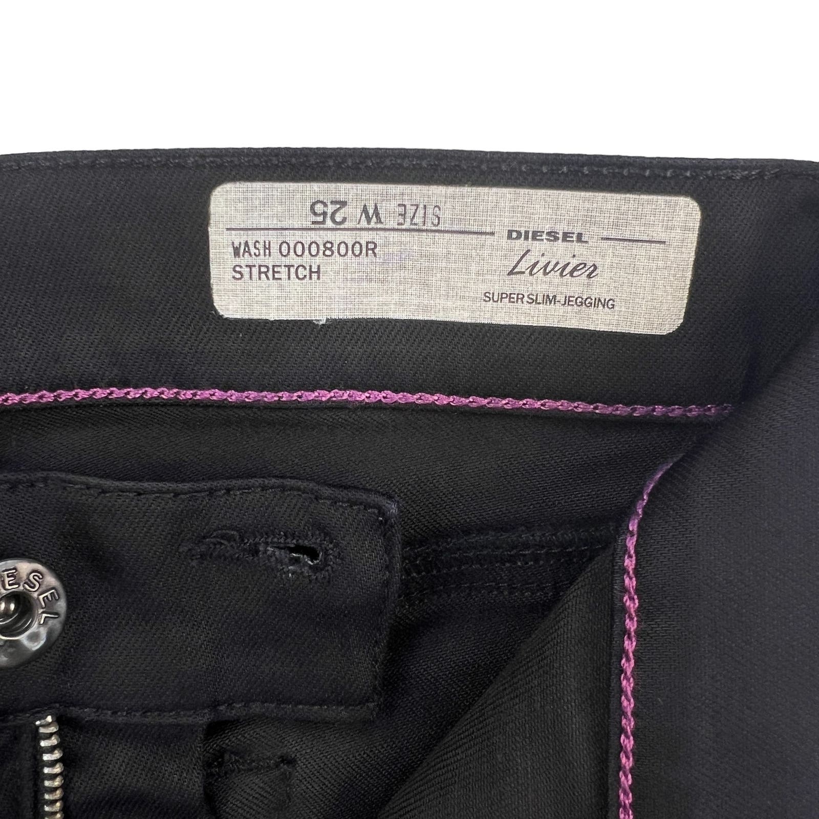 Diesel Livier Women Black Stretch Pants US 25 Super Slim Leggings