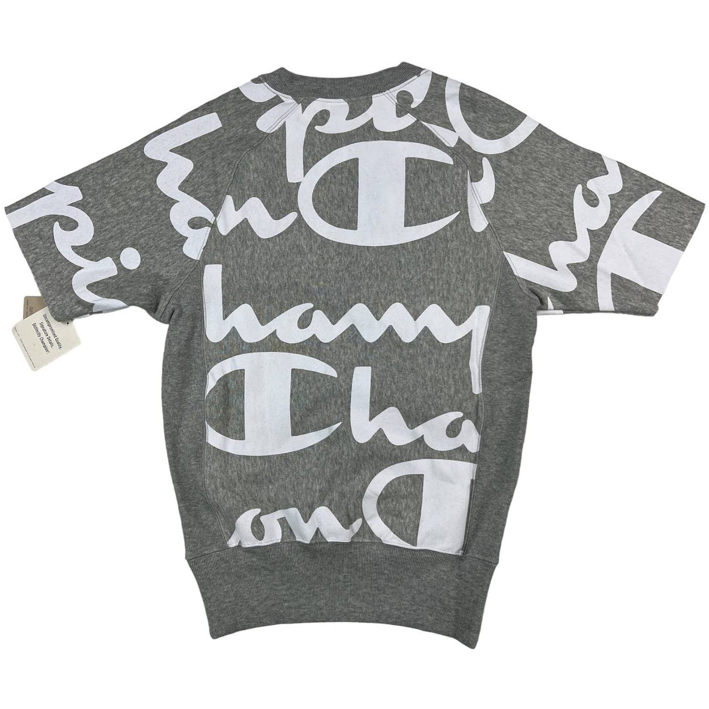 Champion Men Grey Sweater US XS Short Sleeve White Logo