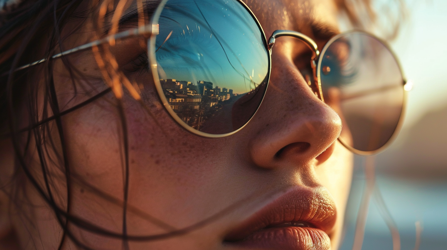 confident woman wearing a_pair of sunglasses